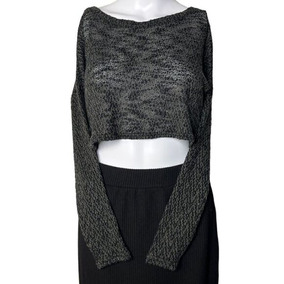 One Clothing Sheer Knit Cropped Sweater Grey Size XS - Picture 1 of 4